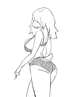 deltarune female hair_over_eyes ilica sketch susie_(deltarune) swimsuit