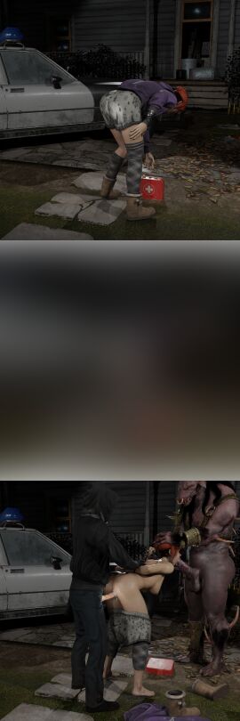 2male 3d crossover cum danny_johnson dbd dead_by_daylight female ghostface kazan_yamaoka male mikaela_reid minotaur scream_(franchise) spitroast standing_sex tagme tdr the_oni_(dbd)