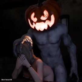 1boy 1girls 3d 3d_animation animated ashley_graham ashley_graham_(ella_freya) capcom female halloween halloween_costume jack-o'-lantern male nsfwoao18 regenerador resident_evil resident_evil_4 resident_evil_4_remake tagme video