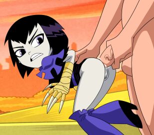 1boy 1girls accurate_art_style anal anal_insertion anal_juice anal_sex angry angry_expression angry_face bandage bandages belt bent_over black_hair boots cartoon_network claws clitoris dc dc_comics doggy_style female large_penis lifted lifted_skirt male naked naked_male partial_male penis purple_boots purple_clothing purple_eyes pussy rachel_roth raven_(dc) raven_(teen_titans_go!) sweat sweatdrop sweating teen_titans teen_titans_go teeth teeth_clenched teeth_showing unseen_male_face vagina vein veiny_penis xeroshadows you