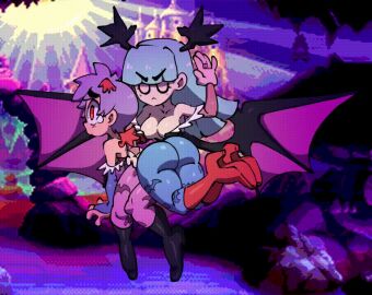 2girls animated ass big_ass bubble_ass bubble_butt capcom cleavage darkstalkers demon discipline female floating gif heels high_heel_boots jellot leotard lilith_aensland monster_girl morrigan_aensland multiple_females multiple_girls over_the_knee_spanking pantyhose punished punishment rippling_ass round_ass shock_wave skin_tight_outfit sore_bottom spanked_butt spanking succubi succubus tears wings