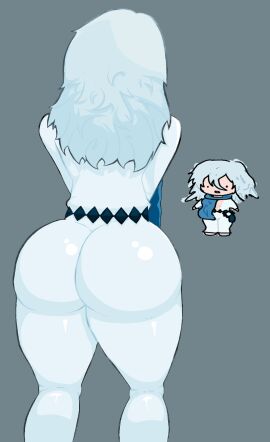 anime ass ass_view behind_view big_ass black_clover bubble_ass bubble_butt cbasin cyan_hair femboy first_porn_of_character long_hair male neige_(black_clover) silly thick_thighs