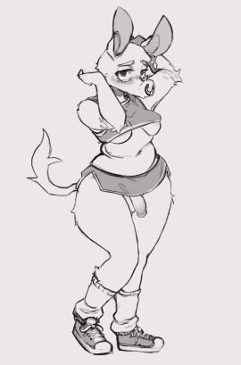 aardvark anthro balls bedroom_eyes bottomwear breasts clothing ear_piercing facial_piercing female footwear genitals hi_res looking_at_viewer male mammal narrowed_eyes nose_piercing pear-shaped_figure penis piercing seductive shirt shoes shorts slorppy sneakers socks solo tail tank_top topwear wide_hips