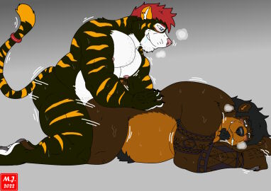 2022 anal_sex anthro bara bear bruno burr chaoticbruno digitalart feline fur furry gift kuma male maxime maxime-jeanne musclegut naked neko nude penetration sex sweat tiger tigre ursine yaoi yiff yiffing