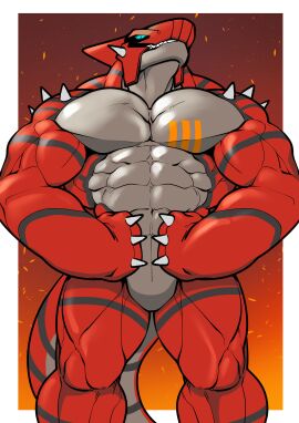 anthro engis_(trencalos) furry fusion gay groudon homosexual male male/male male_only markings merging muscles muscular muscular_male pokemon pokemon_(species) shark trencalos