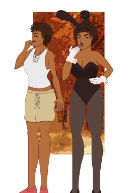 african_female afro bunny_ears bunny_girl bunnysuit dark-skinned_female dark_skin ebony female female_only full_color fully_clothed gloves hand_on_waist nasty_byte no_sex open_mouth original_character solo_female