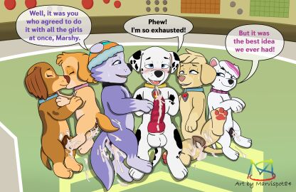 absurd_res animal_genitalia animal_penis animal_pussy anus balls big_penis bird_dog blue_eyes blush blush_lines bodily_fluids canid canine canine_genitalia canine_knot canine_penis canine_pussy canis cel_shading cockapoo collar cum cum_drip cum_in_hair cum_in_pussy cum_inside cum_on_feet cum_on_penis dachshund dalmatian domestic_dog dripping ella_(paw_patrol) english_text everest_(paw_patrol) feet female female/female feral fucked_silly fur genital_fluids genitals golden_retriever group group_sex hair hair_dye happy happy_sex harem_girl hi_res hunting_dog husky kissing liberty_(paw_patrol) looking_pleasured lying male male/female mammal markings marshall_(paw_patrol) marvispot84 mixed_breed nickelodeon nordic_sled_dog on_back on_side orgasm orgasm_face orgy orgy_sex paw_patrol paws penis purple_body purple_fur pussy retriever roxi_(paw_patrol) samoyed sex shaded skye_(paw_patrol) smiley_face speech_bubble spitz spots spotted_body spotted_fur spread_legs spreading sweat tail text tired vaginal_fluids wet wet_body wet_fur wet_penis white_body white_fur winter_cap yellow_body yellow_fur