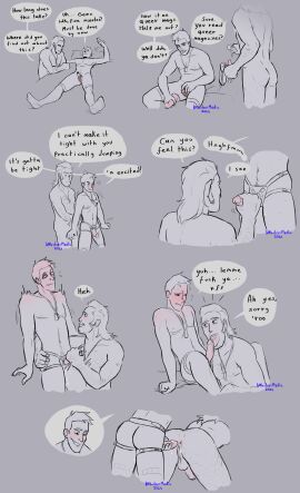 anal anal_sex clit_pump comic cuntboy cute dialogue gay high_resolution highres intersex male male/male mastectomy_scar nebulousmedic pump scars scout_(team_fortress_2) sex_toy sex_toy_insertion sniper_(team_fortress_2) strap-on strapon team_fortress_2 transmasc wholesome yaoi