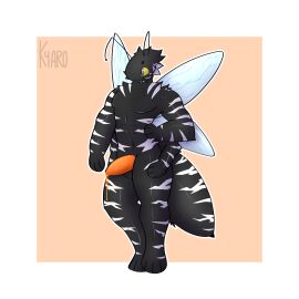 1boy 4_arms absurd_res anthro arthropod bee bodily_fluids cheek_tuft cum dripping facial_tuft flavored_cum fluffy food fur fuzzy genital_fluids genitals grey_body grey_fur hair hi_res honey_(food) honey_cum hymenopteran insects kyaro male male_only multi_arm multi_limb muscular muscular_anthro muscular_male navel penis solo stinger stinger_tail stripes tuft unusual_bodily_fluids unusual_cum unusual_genital_fluids white_stripes wings