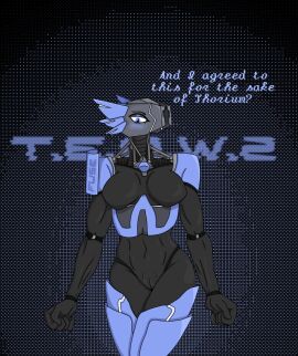 armor blue_eyes blush breasts female fuse_(mindustry) humanoid mindustry pussy robot robot_girl teow2 thighs video_games