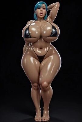 ai_generated alternate_breast_size big_breasts bimbo blue_eyes blue_hair breasts bulma_briefs curvy dragon_ball female gigantic_breasts hand_on_hip heart lips milf naked niduscharger saliva tagme thick_thighs video voluptuous