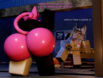 2boys 3d artist_name ass balls dialogue english_text fapping gay huge_ass huge_cock luvia_(mermio) male male/male male_only masturbation mermio opening_door penis pink_ears pink_skin roblox robloxian storage_room tagme text white_skin