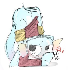 1boy 2025 2d blush blush_lines censor_bar censored dandy's_world finn_(dandy's_world) fish flexible handwritten_text heart_symbol hearts_around_head jack-o_pose japanese_text liamai male no_background roblox shadow smile solo tail white_background