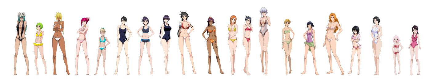 20girls 6+girls alternate_version_available arisawa_tatsuki big_breasts bikini black_hair black_swimsuit bleach bleach:_the_thousand-year_blood_war blonde_hair blue_hair blue_swimsuit breasts bronze_hair dark-skinned_female dark_skin dokugamine_riruka female female_only flat_chest game_cg glasses green_hair green_swimsuit hinamori_momo hiyori_sarugaki huge_breasts inoue_orihime ise_nanao kotetsu_isane kotetsu_kiyone kuchiki_rukia kukaku_shiba kuna_mashiro kurotsuchi_nemu kusajishi_yachiru large_breasts lisa_yadomaru matsumoto_rangiku multiple_females multiple_girls nelliel_tu_odelschwanck orange_hair orange_swimsuit pink_hair pink_swimsuit purple_swimsuit red_hair red_swimsuit sarugaki_hiyori school_swimsuit shiba_kuukaku shihouin_yoruichi silver_hair soifon sports_bra sui-feng swimsuit take_your_pick taller_female tatsuki_arisawa tia_harribel tomboy unknown_artist unohana_retsu white_background white_swimsuit yadoumaru_lisa yellow_hair