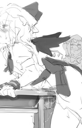 2girls animated animated_gif blush caught caught_masturbating corner_masturbation desk duo female flandre_scarlet humping_object masturbation pussy pussy_juice pussy_juice_drip pussy_juice_stain pussy_juice_string pussy_juice_trail remilia_scarlet school_desk siblings sisters table table_humping touhou urano_koedame