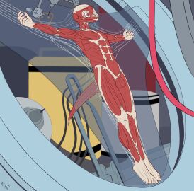 2021 amphibian anthro balls bethesda_softworks biped bone electronics exposed_muscle exposed_organs fallout flaccid fuf genitals gore hi_res humanoid_genitalia humanoid_penis inside lying machine male muscles nude on_back organs penis riley_rivers salamander science_fiction skeleton skinless synth teeth