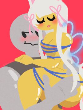 :t ass bangs big_boy blush breasts cat_girl catgirl closed_eyes evil_nesmo fairy_wings female glowing_wings holding_ass lips little_girl long_hair love no_outlines princess_neko regretevator regretevator_oc ribbons roblox roblox_avatar roblox_game robloxian self_insert selfship thick_ass thick_thighs u_u wallter_(regretevator) white_hair