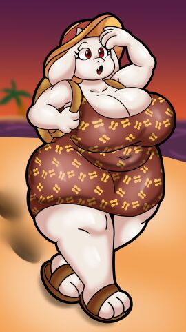 bbw beach big_breasts breasts cleavage curvy deltarune female goat huge_breasts milf someth1ngoranother sundress thick_thighs toriel undertale