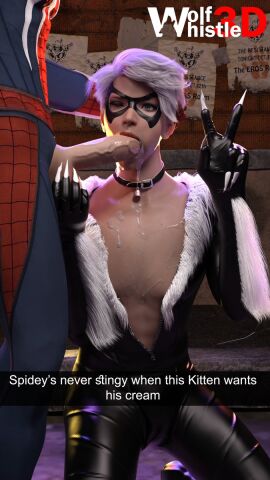 2boys 3d black_cat_(insomniac) black_cat_(marvel) bodysuit bulge catsuit cheating collar cum cum_in_mouth cum_on_body erection felicia_hardy felix_hardy fellatio femboy gay genderswap genderswap_(ftm) male male_black_cat male_only marvel marvel_comics open_bodysuit open_clothes oral oral_sex peace_sign penis peter_parker rule_63 skin_tight skintight spider-man spider-man_(insomniac) spider-man_(ps4) spider-man_(series) squatting tight_clothes tight_clothing unzipped unzipped_bodysuit v_sign veiny_penis white_hair wolfwhistle3d yaoi