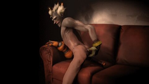3d animated australian back_arch blonde_hair eyes_rolling_back fingering fingering_ass fingering_self holding_onto_chair junkrat kneeling male male_masturbation male_only masturbation moaning moaning_in_pleasure open_mouth overwatch overwatch_2 pleasure_face prosthetic_arm prosthetic_leg solo_male xixixiye