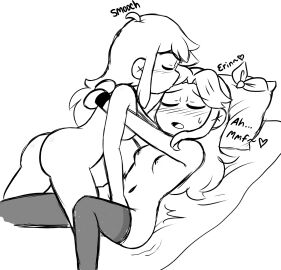 2d abigail_(stardew_valley) ass bed erin_(ikeychain) female fingering forehead_kiss ikeychain lesbian original original_character stardew_valley tagme trans_woman transfem