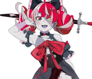 female grey_skin heterochromia hololive hololive_indonesia hololive_indonesia_holoro idol idol_clothes kachobi_(user_atuh5854) kureiji_ollie tagme virtual_youtuber zombie zombie_girl