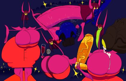 1girls 2025 2d 2d_(artwork) 2d_artwork 3boys ass ass_bigger_than_head bat_wings big_ass big_breasts breasts breasts_bigger_than_head camera crowd crowd_watching demon demon_girl dildo female gold_(metal) hips_wider_than_shoulders horns hourglass_figure hyper hyper_breasts hyper_hourglass hyper_penis jyxi_(lazypummalbutt) lazypummalbutt long_neck long_tongue male massive_ass offscreen_male oral original original_character penis red_dress sex swallowing tagme thin_neck thin_waist toony wide_hips wine