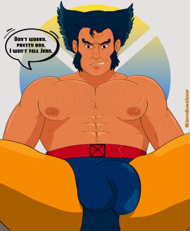 bara bulge cyclops_(x-men) flaccid hairy hairy_chest imminent_cheating imminent_sex jestablacksheep logan_(x-men) male male_only marvel marvel_comics muscles ntr penis scott_summers semi-naked solo solo_male superhero uncensored wolverine_(x-men) x-men x-men_97 yaoi