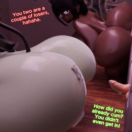 2boys 2girls 3d anal anal_insertion anal_sex antochan big_ass big_breasts big_butt big_penis black_body black_hair blender cuckold cum cum_in_ass dark-skinned_female dark-skinned_male demon demon_girl demon_horns dissappointed_look english_text exaggerated_anatomy exaggerated_proportions funny_face glasses glory_hole green_body green_skin huge_breasts huge_butt huge_cock huge_thighs laugh laughing long_penis penetration penetration_from_behind penis_size_difference roblox roblox_avatar robloxian size_comparison size_difference small_penis small_penis_humiliation text weak_ejaculation weak_resistance