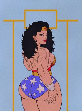 1girls big_ass big_breasts bikini dc_comics diana_prince grabbing_ass looking_at_viewer masochistmaverick muscular_female thick_ass thick_thighs wavy_hair wonder_woman wonder_woman_(series)