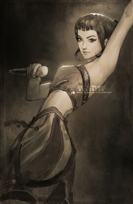 1girls clothed clothed_female clothing dressed female female_focus female_only holding_microphone kpop_demon_hunters microphone neight solo solo_female solo_focus zoey_(kpop_demon_hunters)