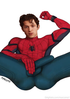 ass big_penis bulge celebrity holding_penis male male_only marcomo marvel marvel_cinematic_universe marvel_comics penis peter_parker spider-man spider-man_(tom_holland) tom_holland