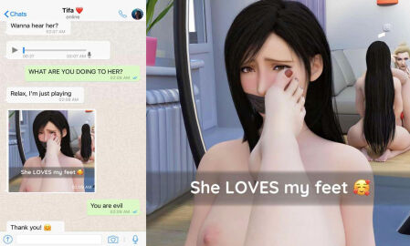 3d 3d_(artwork) 3dcg asian asian_female bare_legs barefoot black_hair bondage captured chat chat_box chatting damsel_in_distress daz_studio degradation degradation_text degrading deviantart_username dominant dominant_female dominant_pov dominated domination feet feet_focus feet_on_face female female_only final_fantasy final_fantasy_vii final_fantasy_vii_remake foot_fetish foot_focus foot_play foot_worship gag gagged gagged_female helpless helpless_female hostage human humiliated humiliating humiliation humiliation_fetish japanese japanese_female kidnapped kidnapping lesbian_domination long_hair looking_at_viewer milf mirror mirror_reflection mirror_selfie mmmph! mouth_gag nail_polish nude nude_female obedience obedient obedient_sub peril photo restrained sad scared scared_expression scared_face scarlet_(ffvii) selfie slave slave_girl snapchat submission submissive submissive_female submissive_human tape tape_bondage tape_gag taped_mouth tifa_lockhart toenail_polish toenails toes whatsapp white_skin yuri