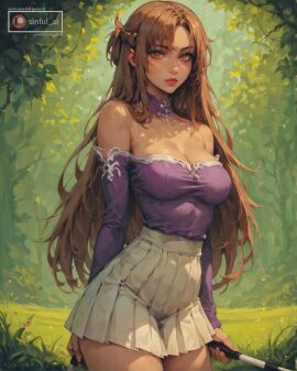 1girls ai_assisted aisinful ass big_breasts breasts female female_only hi_res large_breasts skirt solo sword_art_online thick_thighs thighs wide_hips yuuki_asuna