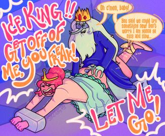 adventure_time clothed female grinding hands_tied ice_king male older_male princess_bubblegum restrained simon_petrikov sketchventures straddling struggling yelling younger_female