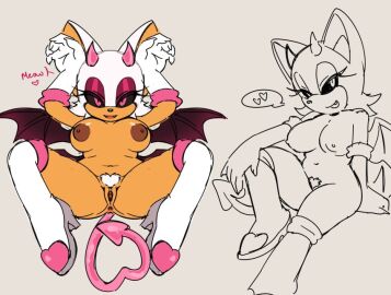 anus areola bat big_areola big_breasts boots breasts brown_areola brown_nipples clothing colored detailed digital_drawing_(artwork) digital_media_(artwork) eonbnnuy eyelashes eyeshadow footwear footwear_only gloves hair handwear kore_eon makeup mammal monochrome mostly_nude navel nipples pink_eyes pink_eyeshadow pose pubes rouge_the_bat sega shoes sonic_the_hedgehog_(series) spade_tail tail white_clothing white_gloves white_hair white_handwear