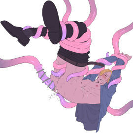 1boy abs absurdres after_anal arms_up bar_censor bare_pectorals beard_stubble belt black_pants black_shoes black_socks blonde_hair blue_shirt blush bound bound_arms bound_legs brown_belt censored clenched_teeth closed_eyes clothes_pull collared_shirt crying cum cum_in_ass cum_on_male cum_on_self cum_string cumdrip curly_eyebrows dress_shoes drooling facial_hair frown furrowed_brow gay gay_anal gay_male gay_sex hair_over_one_eye highres homosexual homosexual_male homosexual_sex komashi legs_up long_sleeves male male/male male_focus male_penetrated male_penetrating male_penetrating_male nipples one_piece open_belt open_clothes open_shirt pants pants_pull parted_bangs pectorals penis penis_tentacle raised_inner_eyebrows ribbed_socks saliva shirt shoes short_hair signature simple_background snot snot_trail socks solo solo_male stubble suspension tears teeth tentacle tentacles_on_male toned toned_male twitching veins veiny_tentacles vinsmoke_sanji white_background yaoi