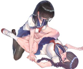 1futa 1girls big_breasts braided_hair breasts censored clothing female futa_on_female futanari futanari_uniform_girl game_cg glasses intersex missionary_position penis pussy school_uniform schoolgirl sex shiny_skin skirt spread_legs tagme thighhighs uncleoji vaginal_penetration vaginal_sex