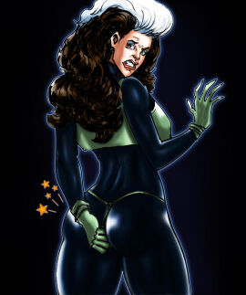 adjusting_panties annoyed annoyed_expression ass commission female frustrated g-string gritting_teeth marvel marvel_comics natural_wedgie rogue_(x-men) self_wedgie skin_tight spandex superposer thong thong_pull thong_wedgie wedgie x-men