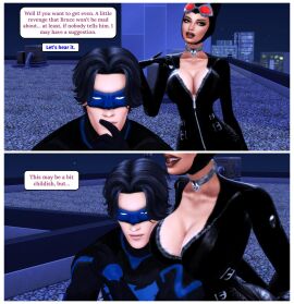 3d batman_(series) catwoman comic dc dc_comics dialogue dick_grayson female male nightwing page_2 pof3445 selina_kyle the_sims the_sims_4