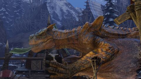 16:9 3d_(artwork) 4k absurd_res bird_wyvern blender_(artwork) blender_cycles bodily_fluids capcom cum cum_in_container digital_media_(artwork) duo feral flying_wyvern genital_fluids hi_res hiperpro_man4 huge_filesize looking_at_viewer maccao male monster_hunter outpost snow steam steamy_breath tigrex torch vase widescreen