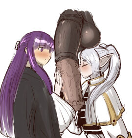 1boy 1horse 2024 2d 2d_(artwork) 2d_artwork 2girls amused animal_genitalia animal_penis balls ballsack bestiality big_breasts big_cock big_penis blush breasts clothed color elf elf_ears elf_female enormous_penis equine equine_genitalia equine_penis fantasy female femsub feral feral_on_human fern_(sousou_no_frieren) frieren frieren_beyond_journey's_end gigantic_balls gigantic_penis hand_on_penis handjob hi_res highres horse horse_penis horsecock huge_balls huge_breasts huge_cock imminent_oral imminent_sex interspecies kissing kissing_penis large_penis light-skinned_female light_skin long_hair looking_at_penis male multiple_females multiple_girls passionate penis penis_awe purple_hair sinsigat size_difference sniffing sniffing_penis sousou_no_frieren submissive submissive_female surprised testicles threesome touching_penis twintails uncensored veiny_balls veiny_penis veiny_testicles white_background white_hair zoophilia