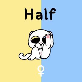 1:1 anus blue_sclera digital_media_(artwork) domestic_cat felid feline felis female feral fur genitals half_(ho_salt) ho_salt_(copyright) looking_at_viewer mammal pink_nose pncholmeca100 simple_background solo spread_legs spreading tail text white_body white_fur x_anus yellow_sclera