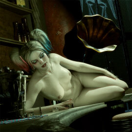 1girls 3d abs batman_(series) completely_naked completely_nude dc dc_comics female female_focus full_body full_color harley_quinn harley_quinn_(injustice) injustice_2 light-skinned_female light_skin makeup no_penetration nude nude_female pale-skinned_female pale_skin pose solo solo_female thiccboysteven twintails