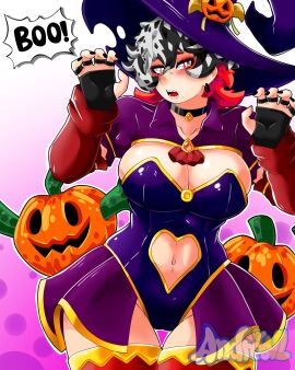 andrewsl big_ass big_breasts big_butt big_thighs big_titties breasts clothing costume curvaceous curvaceous_female curvaceous_figure curvy curvy_figure curvy_hips female female_focus female_only halloween high_thighs original original_character short_hair thick_thighs witch_costume witch_hat