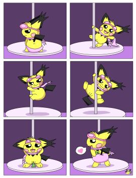 2024 anus artist_logo clothed clothing comic dancing dildo dildo_in_pussy dildo_insertion eyewear eyewear_on_head female feral fur generation_2_pokemon goggles goggles_on_head green_dildo heart_symbol hi_res logo money_in_underwear nintendo panties panties_down partially_clothed penetration pichu pichu90 pink_clothing pink_panties pink_scarf pink_underwear pokemon pokemon_(species) pole pole_dancing pussy scarf sex_toy sex_toy_in_pussy sex_toy_insertion solo sparkette_pichu striptease underwear underwear_down vaginal_penetration yellow_body yellow_fur