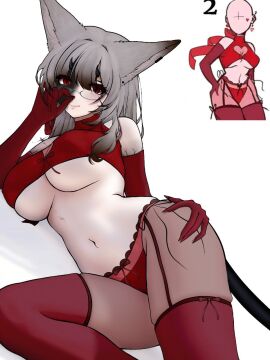 pvp_vwv_owo alice_luft bell black_panties cat_suit chibi choker choker_bell clothing cute cute_demon demon demon_dress demon_fox demon_girl demon_horns demon_tail feline female fox_ears fox_girl grey grey-haired_female grey_fox grey_hair hell horny horny_female kumiho lingerie lingerie_cat_suit lingerie_only little lustful neko neko_girl princess red red_demon red_dress small smoll thighs waist