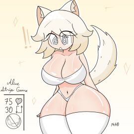 1girls 2d 2d_(artwork) 2d_artwork alice_(mr.zr0) belly belly_button blonde_hair bra cat_girl catgirl crop_top ear female female_only hair leggings mr.zr0 oc original original_character panties roblox shiny_skin shocked strip_game tail underwear