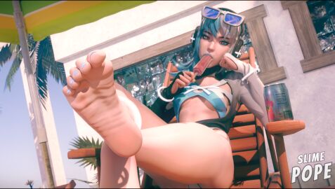 3d barefoot feet female female_only foot_fetish luna_snow luna_snow_(cool_summer) luna_snow_(marvel_rivals) marvel marvel_comics marvel_rivals slimepope