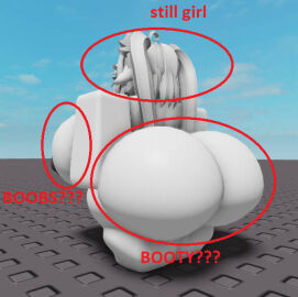 1girls 3d ass baseplate big_breasts breasts female female_only funny meme red_circle roblox robloxian tagme white_hair zzffvhj